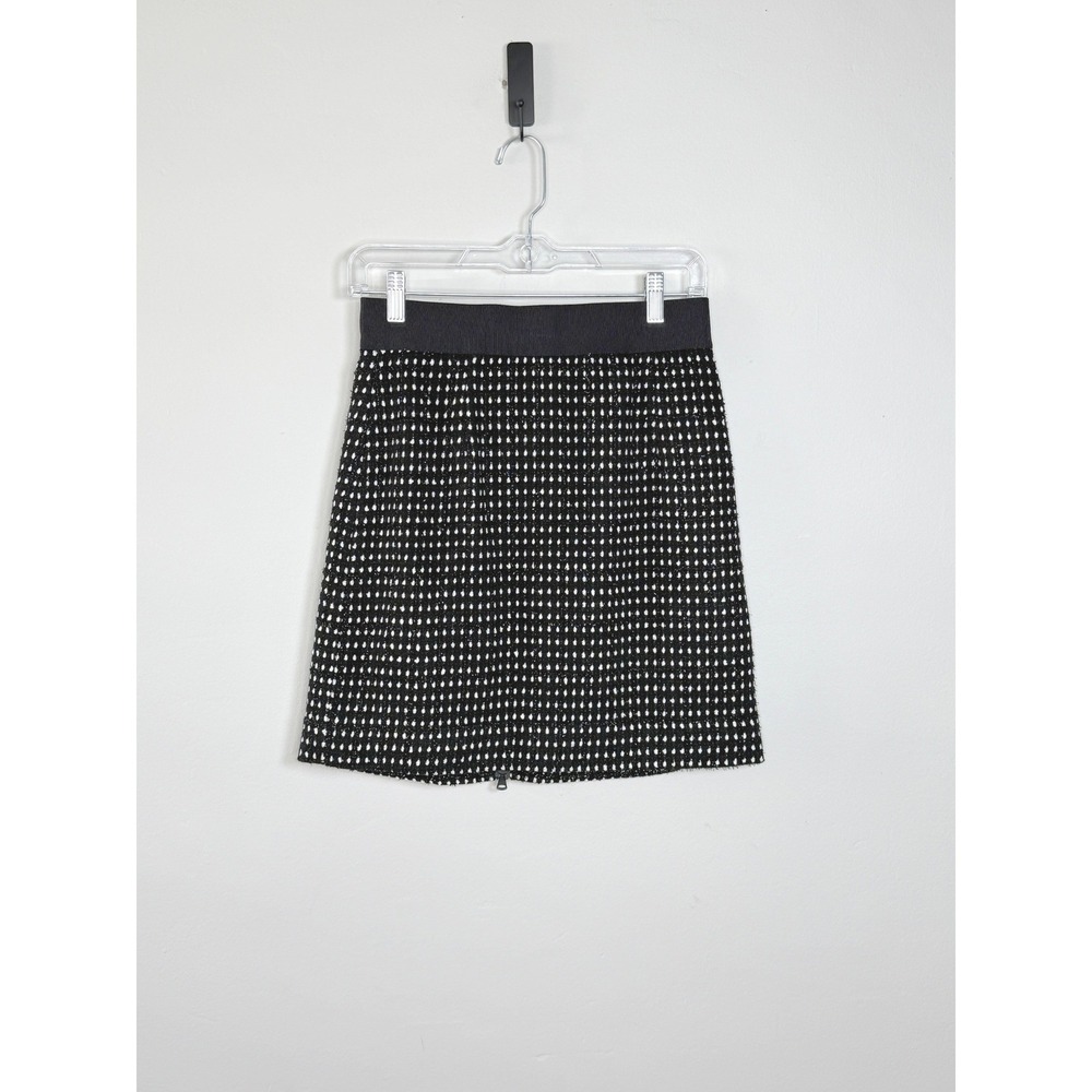 Milly Dot Tweed Zip Mini Skirt Women 4 Black White Textured‎ Lined Party Formal